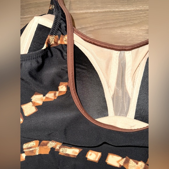 Sariana Designer One-Piece Swimsuit - Black/Brown/Gold Chic Chain Print Size 16 - Picture 7 of 11